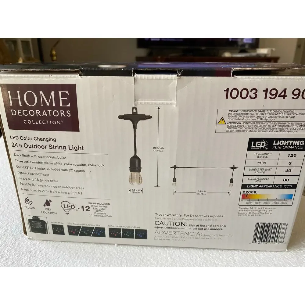 Home Decorators Collection 24 ft. Color Changing LED String Light set.New - Picture 8 of 9